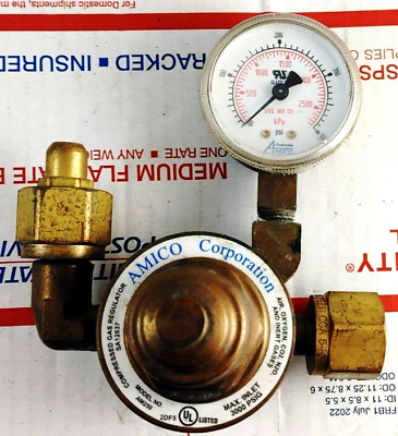 #ad Amico Compressed Gas Regulator Gauge Brass Air Oxygen CO2 N2O Inert AM250 $99.85