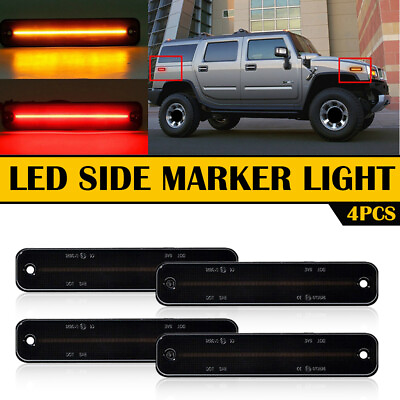 #ad For Hummer 4 3 7 5 6 8 9 H2 Front Rear LED Bumper Side Marker Light Smoke $39.99