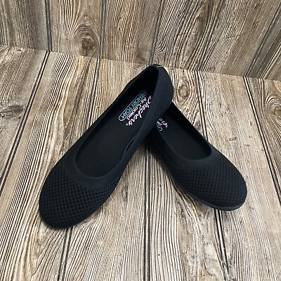 #ad NEW Skechers Women#x27;s Slip On Cleo Sport What A Move Flat Black #158198 Size 8.5 $34.99