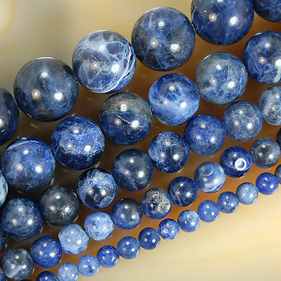 #ad Natural Blue Sodalite Round Beads 15.5quot; 4mm 6mm 8mm 10mm 12mm Pick Size $7.98