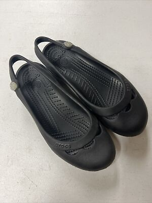 #ad crocs women’s black flat comfort shoes size 6 $9.99