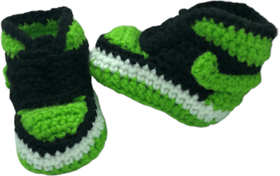 #ad Crochet Baby Sneakers J Basketball Air Handmade Boys Girls Newborn Knit Green $42.99