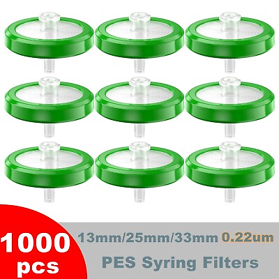 #ad 1000PCS Scientific Syringe Filter PES Polyethersulfone 0.22μm 13mm 25mm 33mm US $260.39