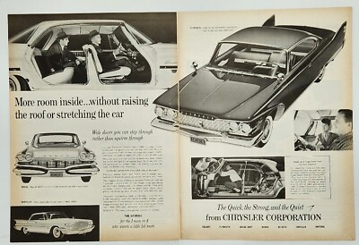 #ad 1960 Chrysler Dodge Fury More Room Inside Vintage Two Page Print Ad $10.88