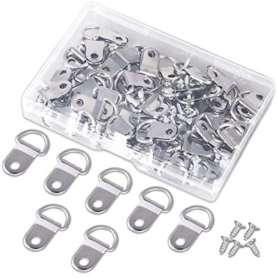 #ad 50pcs D Hangers Heavy Duty Small D Picture Hangers Kit with 50pcs Screws Nick... $15.10
