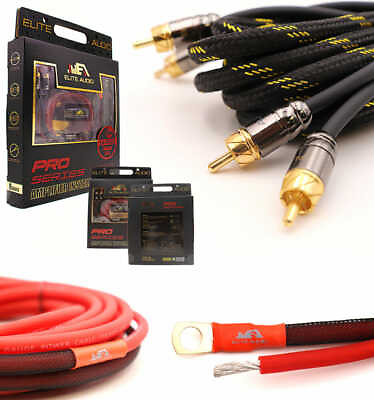 #ad ELITE AUDIO PRO 8 GAUGE 100% OFC CAR AMP WIRE INSTALL KIT AMPLIFIER INSTALLATION $74.90