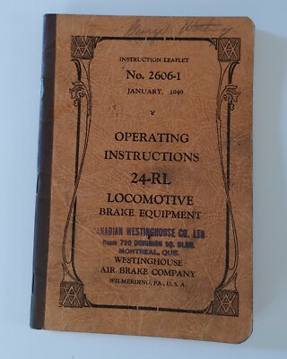 #ad 1949 Booklet No 2606 1 24 RL Locomotive Brake Equipment Westinghouse Air Brake $24.99