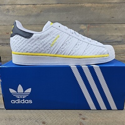 #ad adidas Originals Men#x27;s Leather Superstar Shoes White Beam Yellow FZ5733 New $59.99