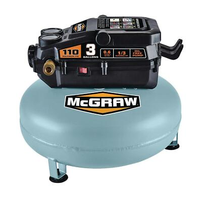 #ad McGraw 3 Gallon 110 PSI Oil Free Portable Pancake Air Compressor 1 3 HP $113.74