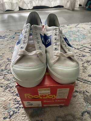 #ad 1986 Footjoy Style 62323 Tennis Shoes Size 9 M White w Blue Original Never Worn $199.99
