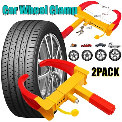#ad 2pcs Wheel Lock Clamp Boot Tire Claw Anti Theft for Car Cart SUV Trailer RV Golf $44.77