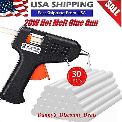 #ad Glue Gun with 30 Mini Clear Glue Sticks Hot Melt 20W for Arts Craft DIY Kit Set $4.99