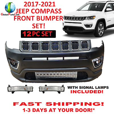#ad 2017 2018 2019 2020 2021 FIT JEEP COMPASS FRONT BUMPER SET UPPER LOWER GRILL FOG $475.00