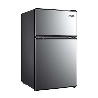 #ad Mini Fridge Refrigerator and Freezer 3.2 cu ft Two Door Compact Stainless Steel $167.29