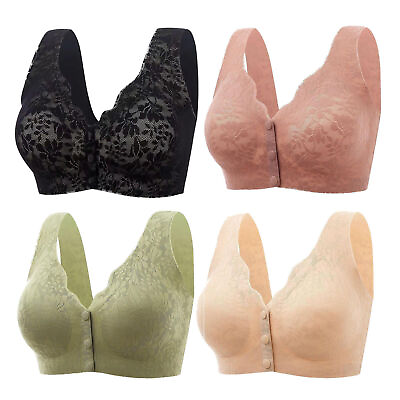 #ad Front Buckle Bra Comfortable Breathable Bra Front Snaps Full Coverage Bra $8.99