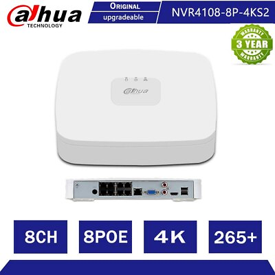 #ad Dahua 4K 8CH NVR IVS Smart 1U 1HDD 8PoE Network Video Recorder NVR4108 8P 4KS2 L $181.45