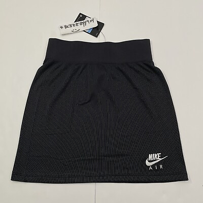 #ad $50 Womens Size M Nike Sportswear NSW Air Ribbed Skirt Black Gray CZ9343 010 4 $22.40