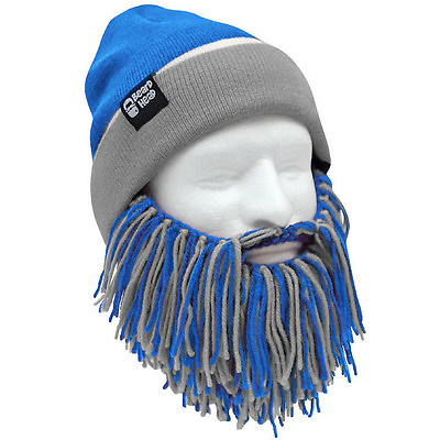 #ad Beard Head Detroit Lions Blue Grey Knit Football Bearded Mask amp; Hat $29.95