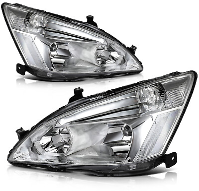 #ad Headlights Assembly For 2003 04 05 06 2007 Honda Accord Chrome Left Right Side $68.99