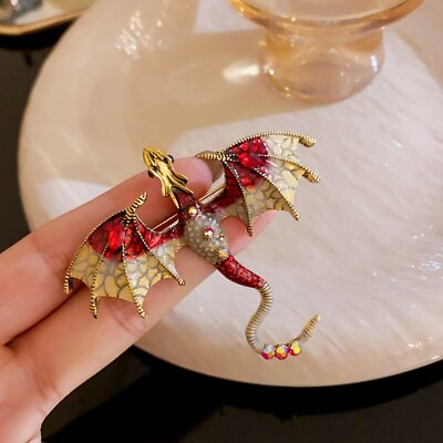 #ad Retro Crystal Enamel Flying Dragon Brooch Pin Costume Jewelry Women Men Party C $3.08