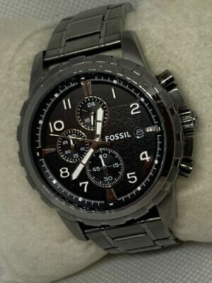 #ad Fossil FS4721 Dean Chronograph Men’s Smoke Grey Ionplated Analog Dial Watch C879 $39.99