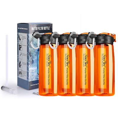 #ad Filter Water Bottle 650mLWater Purifier Bottle Portable 4Stage Filter Straw 1 4 $11.99