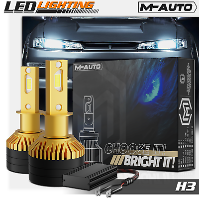 #ad Pair H3 6500K Headlight LED Bulb High Low Beam Fog Lamp Lighting DRL w Cool Fan $52.99