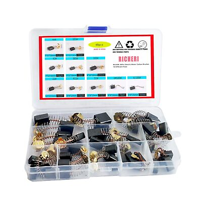 #ad 40Pcs Electric Motor Carbon Brushes 10 Different Sizes for Replacement Repair Po $15.18