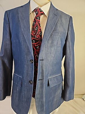 #ad Jones New York Navy Blue Sport Coat 100% Cotton Blazer Suit Jacket Men#x27;s 36S $45.00