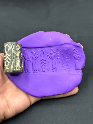 #ad Sumerian Ancient Near Eastern Black seal stamp with old written rare peace $370.99