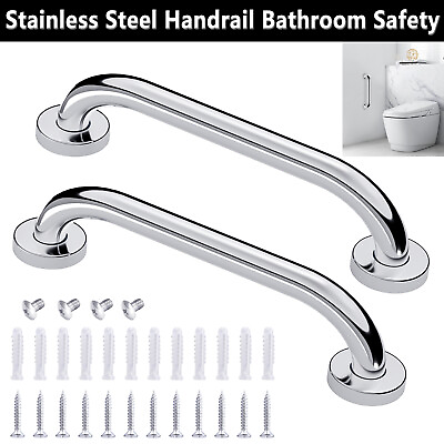 #ad 12in Long Stainless Steel Bathroom Bathtub Grab Bar Handicap Safety Hand Rails $8.55