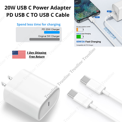 #ad For iPad Pro Air Samsung Type C To C Cable 20W USB C Fast Charger Block Adapter $10.34