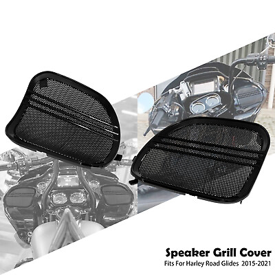#ad Front Fairing Black Speaker Grille Mesh Covers Trim For Harley Road Glide 15 23 $20.89