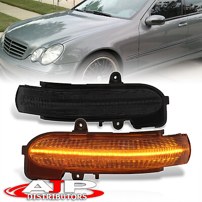 #ad Smoke LED Dynamic Side Mirror Turn Signal Lights For 2001 2007 Benz W203 C Class $39.99