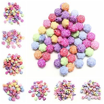 #ad 50pcs Mixed Colorful Acrylic Plastic Loose Beads Lot For Jewelry Making $1.65