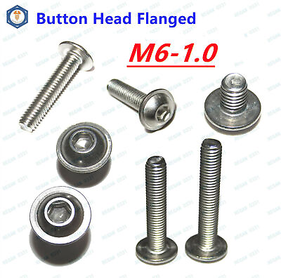 #ad M6 304 Stainless Steel Flanged Button Head Bolts Hex Socket Hexagon Screws $12.59