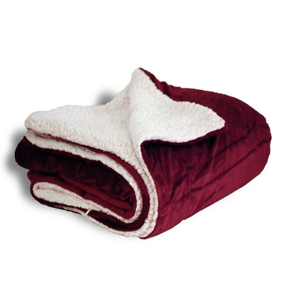#ad Manta polar frazadas suave cobijas calientes para invierno cobertor Cama Burdeos $49.84