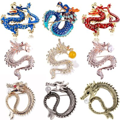 #ad Retro Crystal Enamel Dragon Brooch Pin Women Men Costume Jewelry Party Gifts Hot AU $3.20