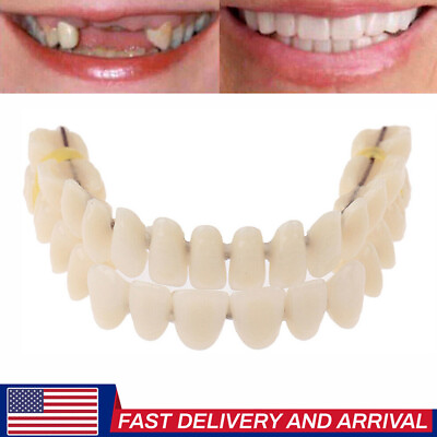 #ad Snap On Upper Lower False Teeth Dental Veneers Dentures Fake Tooth CoverUS $9.36