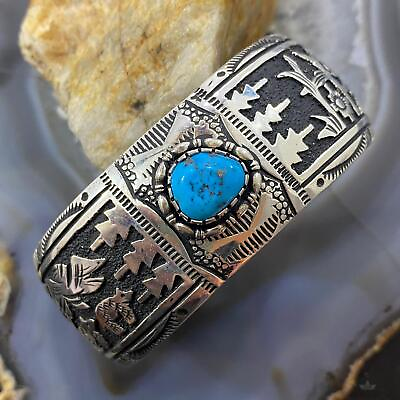 #ad Richard Singer Sterling Overlay Natural Turquoise Storyteller Bracelet For Women $450.00