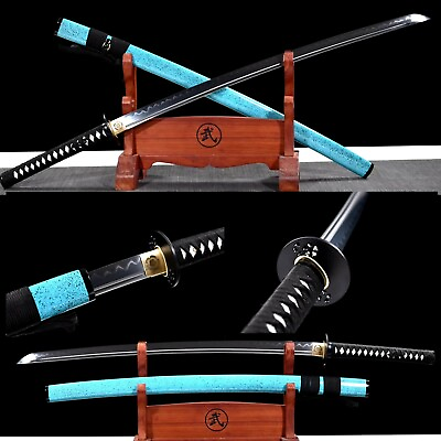 #ad Japanese Samurai Sword Katana T 10 Steel Clay Tempered Full Tang Sharp $210.59
