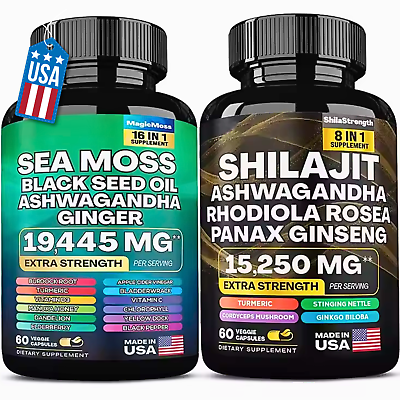 #ad Sea Moss amp; Shilajit Black Seed Oil Turmeric Ashwagandha Ginger Vitamin D $120.00