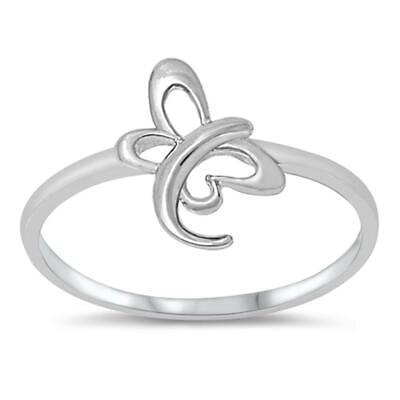 #ad Sterling Silver Woman#x27;s Simple Butterfly Ring New Cute 925 Band 13mm Sizes 3 13 $11.19