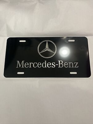#ad New Mercedes Benz License Plate Tag Laser Engraved Black And Silver $21.99
