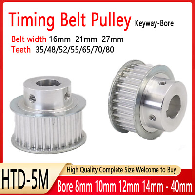 #ad HTD5M Timing Belt Pulley 35 48 52 55 80 Tooth Keyway Bore for CNC Step Motor $9.99