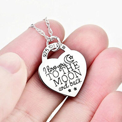 #ad Elegant 925 Sterling Silver I Love You To The Moon And Back Pendant Necklace $15.74