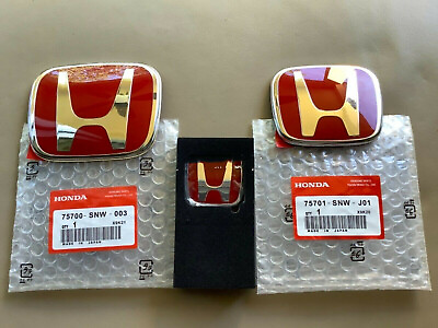 #ad FrontRearSteering 3PC Red H Emblem Badge Fit For Honda Civic Sedan 4Dr 2006 15 $28.47
