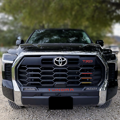 #ad SET OF 2: 2022 2024 RED Front Emblem TUNDRA TRD Grill Bumper Letters Badge $33.99