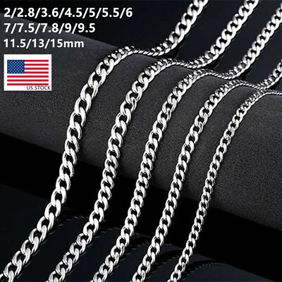 #ad #ad 2 15mm Stainless Steel Curb Cuban Chain 16 36#x27;#x27; Woman Man NEVER FADE $19.20