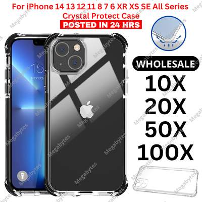 #ad For iPhone 14 13 12 11 Pro Max XR 8 7 6 Crystal Shockproof Clear Case Cover LOT $6.36